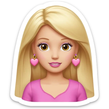 lav en barbie emoji med hjerteøjne sticker