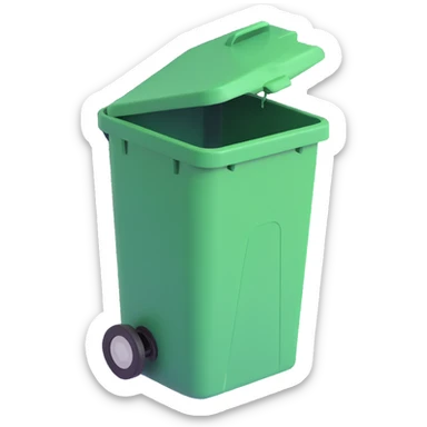 Draw a Pixar-style trash can. The view should be at an angle, as in the reference. Do not use the face, eye, and mouth. sticker