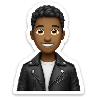 smiling boy in leather jacket sticker