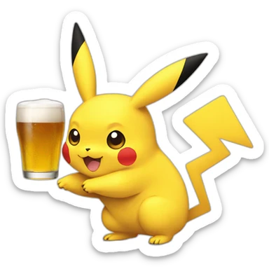 Pikachu qui bois de la bière sticker