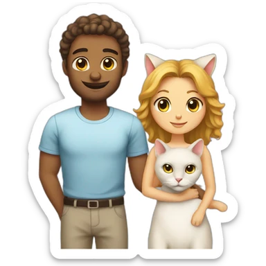 a lamb husband and a cat wife sticker