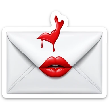 An envelope with a kiss print sticker