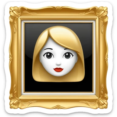 vintage black and white photo in gold fancy photo frame sticker