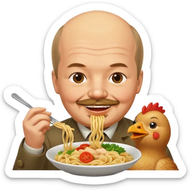 Lenin ăn mì gà sticker