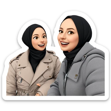 happy girls in jackets sticker
