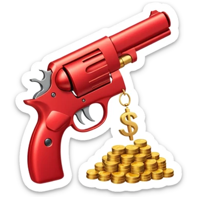 Dollars are pouring out of a red TikTok money-spinning gun "Sugar Daddy" sticker