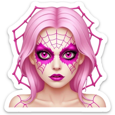 lady monster pink glam spiderweb make up face  sticker