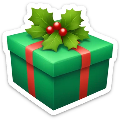 Christmas present with mistletoe sticker