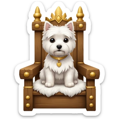 a west highland terrier sitting on a throne  sticker