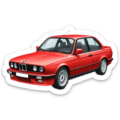BMW E30 in red sticker