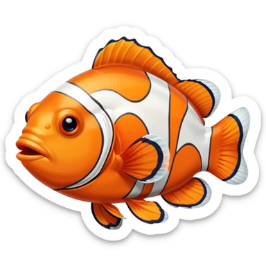 An orange and white striped clown fish with black outlines sticker