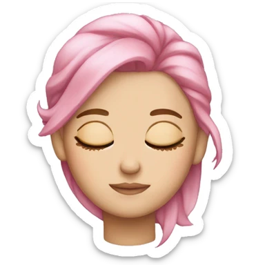 White girl with pink hair sleeping sticker