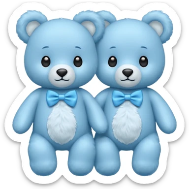 sweet twin little blue bears with blue bow tie sticker