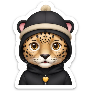 A black jaguar wearing a baby hat sticker