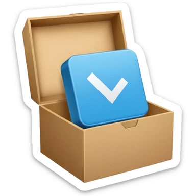 Side way check mark in bule box 2d not 3d sticker