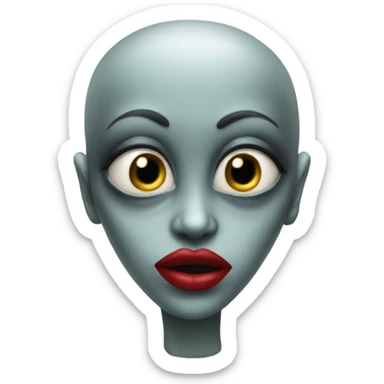 alien with red lipstick on  sticker