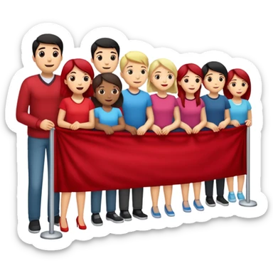 long queue behind the velvet rope sticker