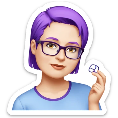 female, light blue shirt, short light-brown hair sticker