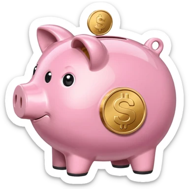 piggy bank with a coin, representing saving money sticker