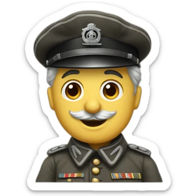 Charlie Chaplin in a German WWII uniform with one arm in the air at 45° sticker