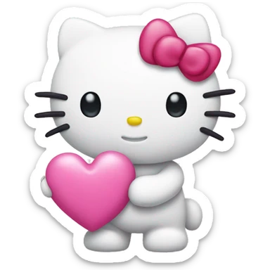 hello kitty holding a pink heart  sticker