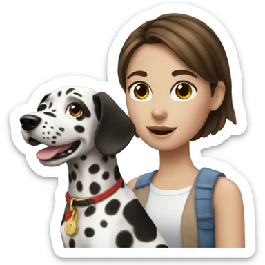 Dalmatian and brown hair girl  sticker