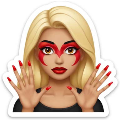 A baddie emoji with makeup and nails sticker