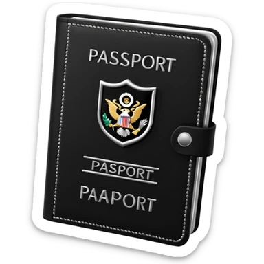 black passport with minimal silver details sticker