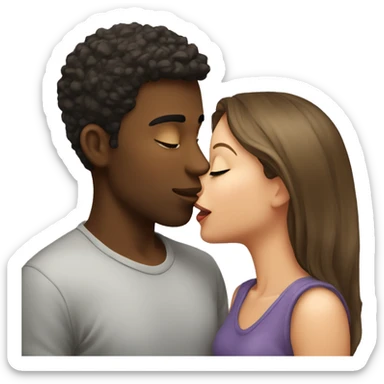 Girl kissing guy sticker