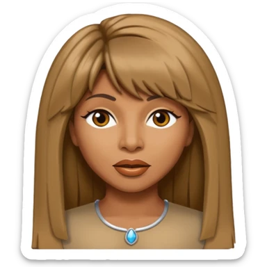 Tina Turner with long brown straight hair sticker