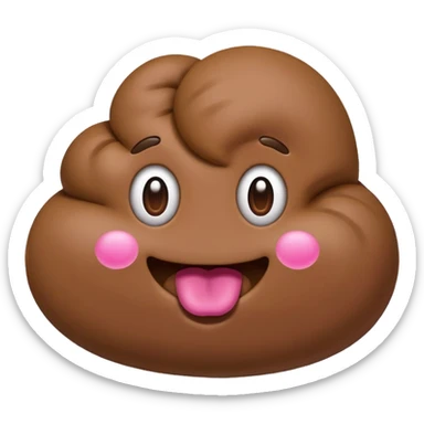 simple and funny emoji-style poop coming out of a round cartoon butt sticker