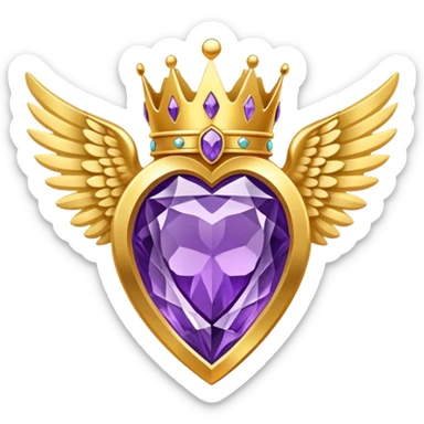 Big complex amethyst stone award-in-frame-decorated-with-big-golden-angel--wings and crown sticker