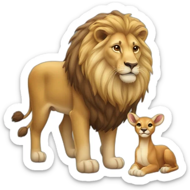 Lion pets deer sticker