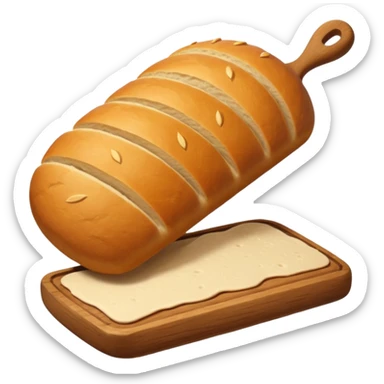 Baking humanless avatar in clean vibrant style illustration. Fresh bread and rolling pin, warm golden tones, simple shapes, flat design, high contrast, cozy and friendly. sticker