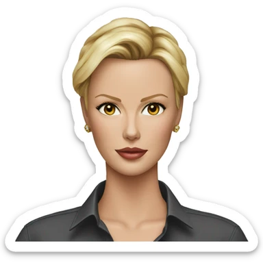 ultra realistic charlize theron wearing shirt sticker