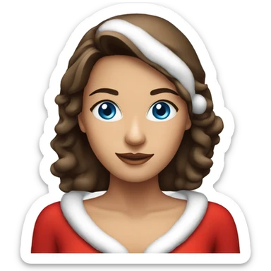 brunette woman in santa costume with blue eyes and tanned sticker