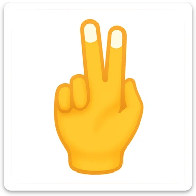 Female palm with two fingers up, matching the pose in the reference image, normal emoji style with transparent background, white nails. Variant 1. sticker