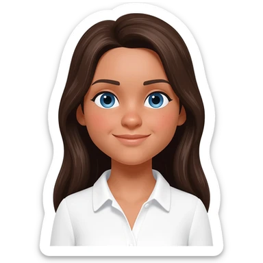 french white happy long haired brunette girl  sticker