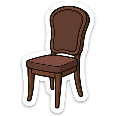 elegant dining chair with curved back, chocolate brown, flat toon style sticker