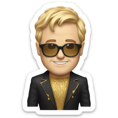 Elton John in gold XAN shirt sticker