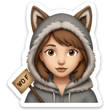 Wolf girl holding a banner that say #Wolf99 sticker