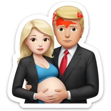 Pregnant Elon Musk with Donald Trump holding him in his arms sticker
