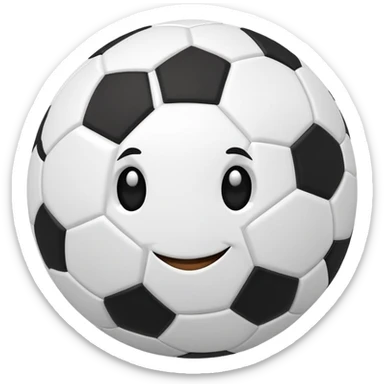 A soccer ball with a cute smiling face sticker