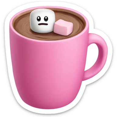 hot chocolate + marshmallows + pink mug sticker