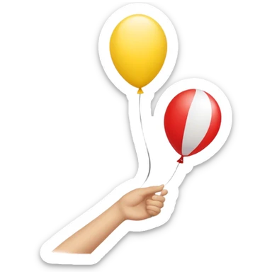 letting go of a yellow red balloon hand  sticker