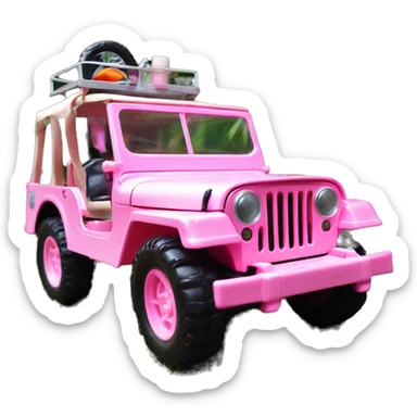 jungle tour Barbie 1963 Willy’s pearly pink cj  jeep with installed winch  sticker
