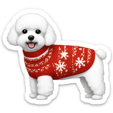 Bichon Frise in a Christmas sweater  sticker
