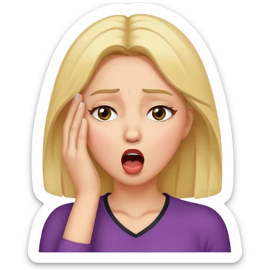 Actress shocked faint backwards with hand on forehead, mouth open, eyes closed sticker