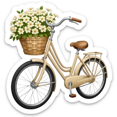 realistic light beige bicycle with basket of white  sticker