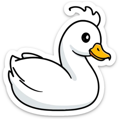 half white and half black swan, cartoonish sticker